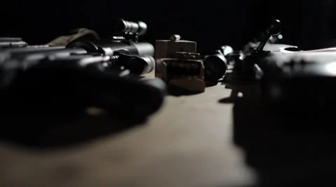 Guns on Table 스톡 동영상 37162125