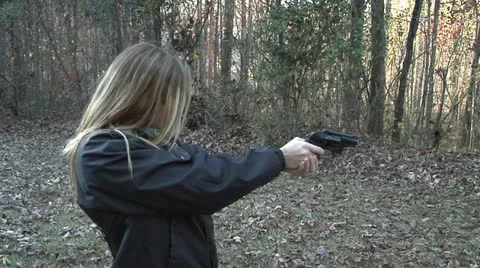 Guns, WOMAN SHOOTS SNUB NOSE REVOLVER TA... | Stock Video | Pond5