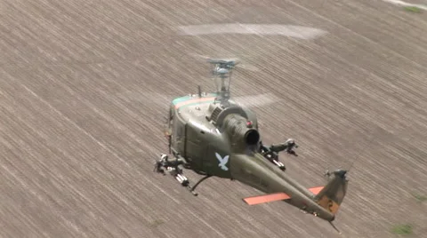 Gunship advancing from above Stock Footage 45416090