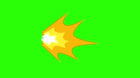 Gunshot on green background overlay, 3 different cartoon muzzle flash types Stock Footage 308395329