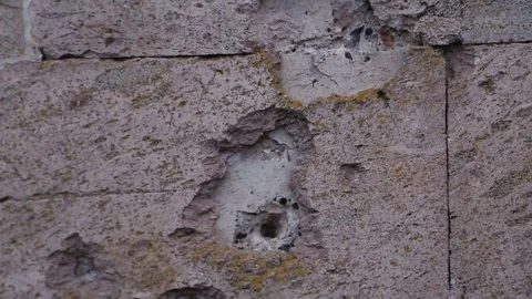 Gunshot wounds on the wall 5 Stock Footage 323028121