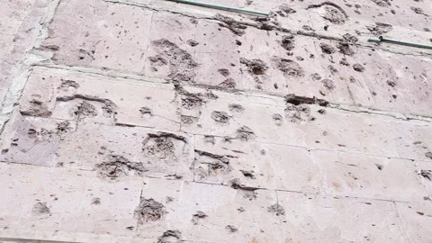 Gunshot wounds on the wall 8 Stock Footage 323028309