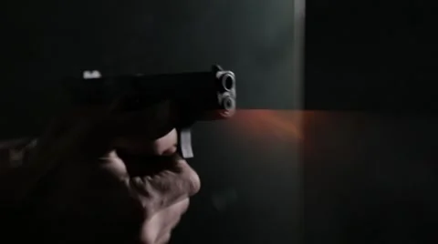 Gunshots on black background Vidéo 61571102