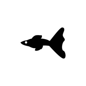 Guppy fish silhouette vector design template illustration Illustrazione stock