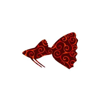 Guppy fish spiral pattern color silhouette aquatic animal. Stock Illustration