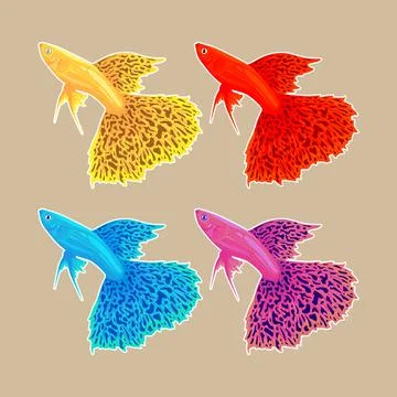 Guppy vector Logo set 스톡 일러스트