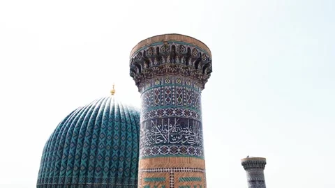 Gur e Amir Mausoleum Dome and Minaret in Samarkand, Uzbekistan Stock Footage 296523306