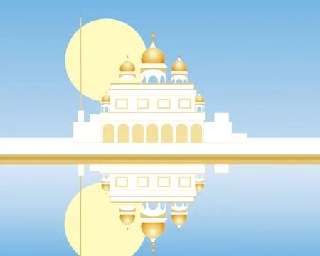 Gurdwara with reflection Stock Illustration