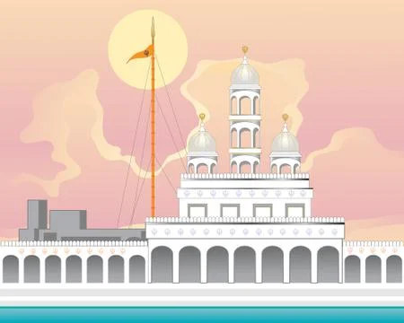 Gurdwara with sunrise Stock Illustration