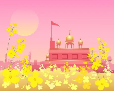 Gurdwara at sunset Stock Illustration