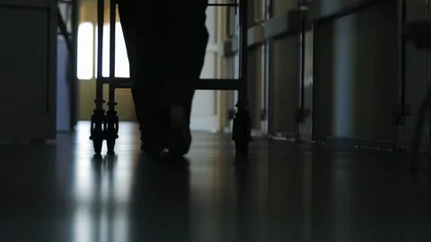 Gurney in hospital corridor Stock Footage 101011609