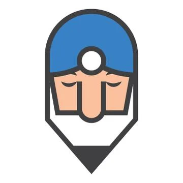 Guru with pencil beard Creative logo icon illustration Stock Illustration