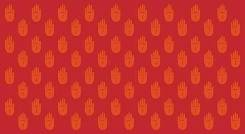 Guru Purnima Red orange pattern design Horizontal Background. Blessing hand Stock Illustration