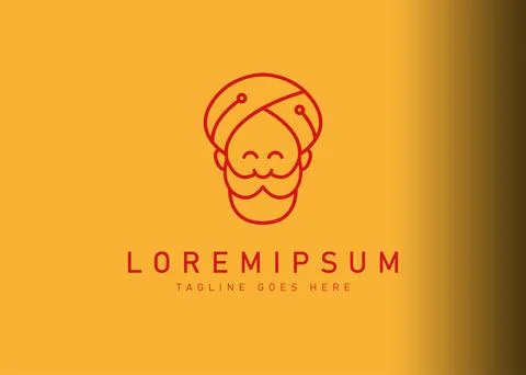 Guru tech logo design. Vector illustration of guru with turban. Modern logo d Иллюстрация