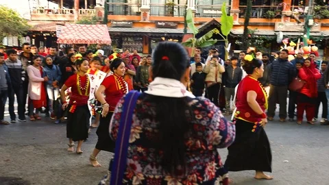 Gurung dance Nepal group 12-29-2018 Stock Footage 112730067