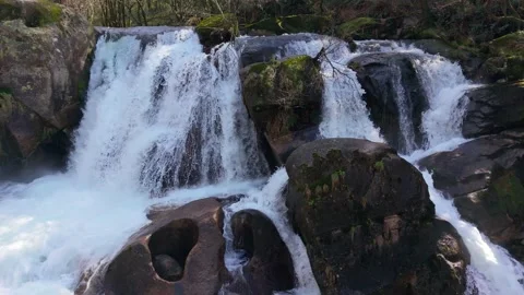 Gushing Cascades Through Granite Rocks Stock Footage 332717698