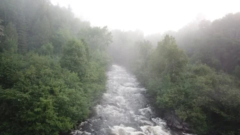 Gushing river drone shot Stock Footage 115727642