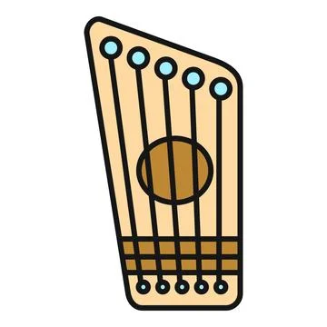 Gusli string instrument playing folk music vector icon Stock Illustration