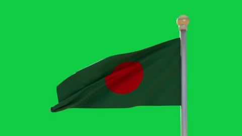 Gust starting green flag waving, rippling, red disc flexing, showing motion on Stock Footage 337945529