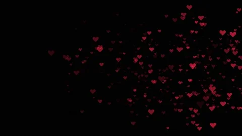 A gust of wind blows away the red hearts. Animation of many hearts background Stock Footage 232163072