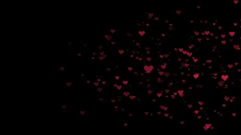 A gust of wind blows away the red hearts. Animation of many hearts background Stock Illustration