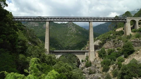 The Gustave Eiffel double road-rail bridge in Corsica France Video stock 147216456