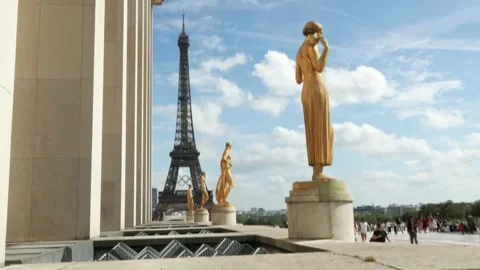 Gustave Eiffel's heirs oppose Olympic rings on the Eiffel Tower, París, FR - 02  Stock Footage 283385994