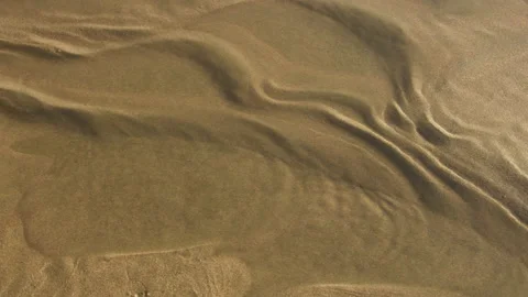 Gusts of wind create shimmering patterns on beach sand, Bandon, Oregon Video stock 170205148