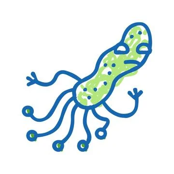 Gut bacteria virus icon doodle illustration Stock Illustration