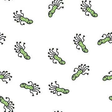 Gut bacteria virus vector seamless pattern Stock Illustration