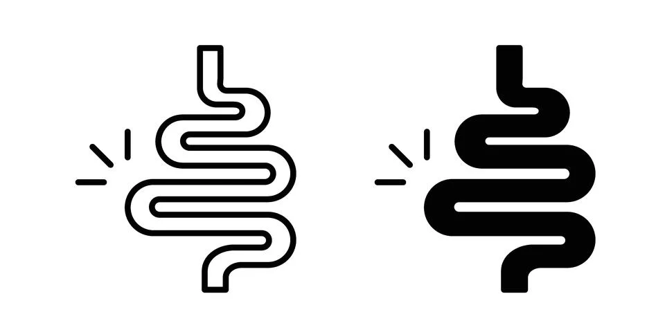 Gut constipation icon bundle for website design projects Stock Illustration