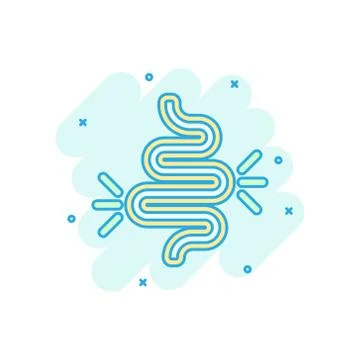 Gut constipation icon in comic style. Colitis vector cartoon illustration on  스톡 일러스트