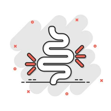 Gut constipation icon in comic style. Colitis vector cartoon illustration on  Stock Illustration