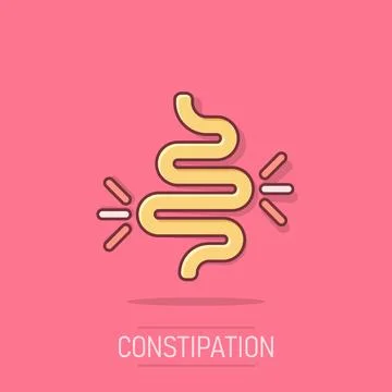 Gut constipation icon in comic style. Colitis vector cartoon illustration o.. Stock Illustration