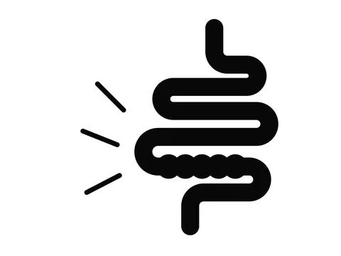 Gut constipation icon design. Gut constipation icon in flat style design. V.. Stock Illustration
