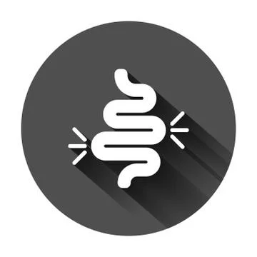 Gut constipation icon in flat style. Colitis vector illustration on black rou Stock Illustration