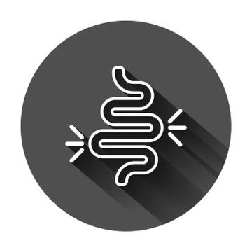 Gut constipation icon in flat style. Colitis vector illustration on black rou Stock Illustration