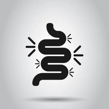 Gut constipation icon in flat style. Colitis vector illustration on isolated  Stock Illustration