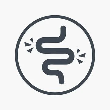 Gut constipation icon in flat style. Colitis vector illustration on white Stock Illustration