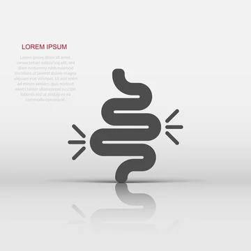 Gut constipation icon in flat style. Colitis vector illustration on white i.. Stock Illustration