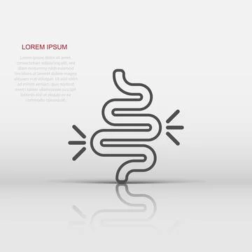 Gut constipation icon in flat style. Colitis vector illustration on white i.. Stock Illustration