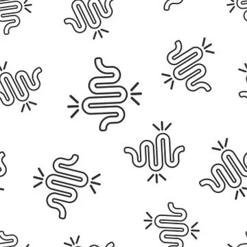 Gut constipation icon seamless pattern background. Colitis vector illustratio Stock Illustration