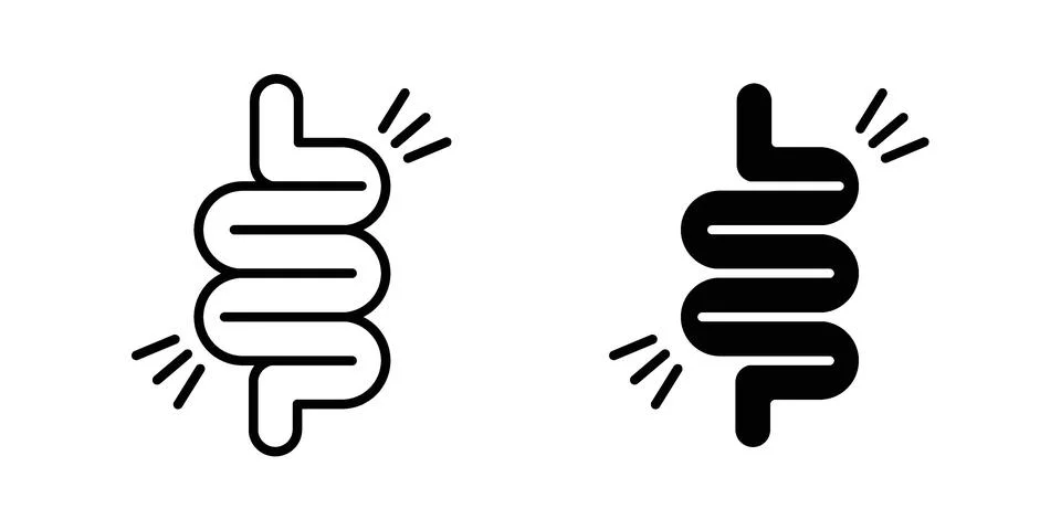 Gut constipation icon vector concepts, line and silhouette style Stock Illustration