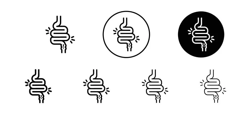Gut constipation icon vector set collection for web Stock Illustration