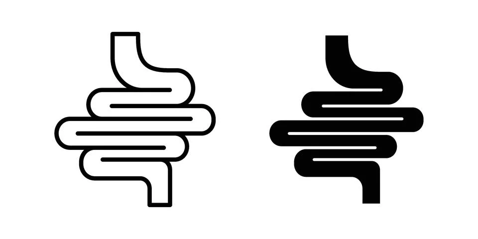 Gut constipation icon vectors. Illustrations in black Stock Illustration