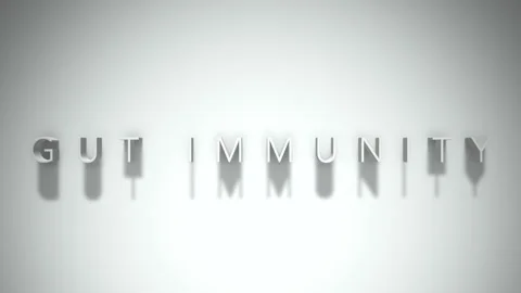Gut immunity 3D title animation white text on a white background Stock Footage 299425166