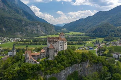 Gutenberg Castle view from a copter Stock Photos