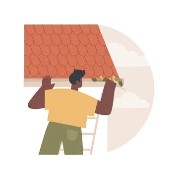 Gutter cleaning abstract concept vector illustration. Stock Illustration