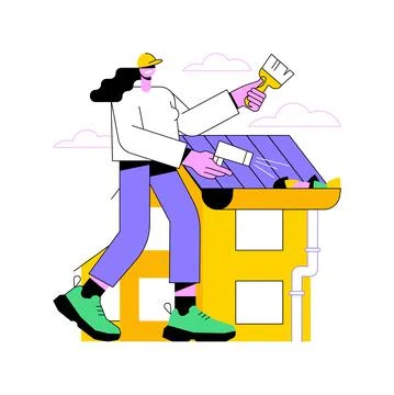 Gutter cleaning abstract concept vector illustration. Stock Illustration