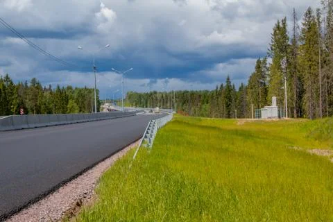 Gutter-drainage system of ditches of road transport infrastructure Stock Photos